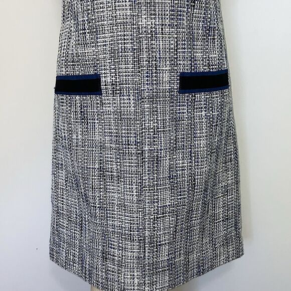 Karl Lagerfeld Paris Dress Sheath Blue/White Tweed NWOT Sz 4 - Picture 4 of 8
